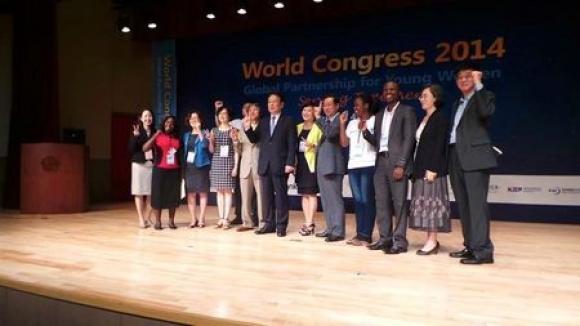 Justin and other young people at the World Congress 2014