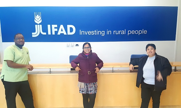 Alpha, Nawsheen and Josine at IFAD's headquarter