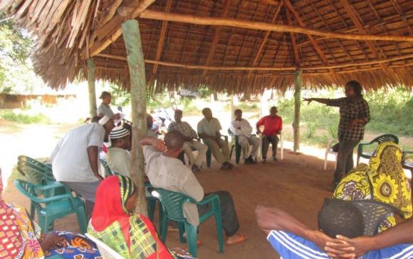 Emily during one of the farmers Barazas- training  meetings- in Kwale 